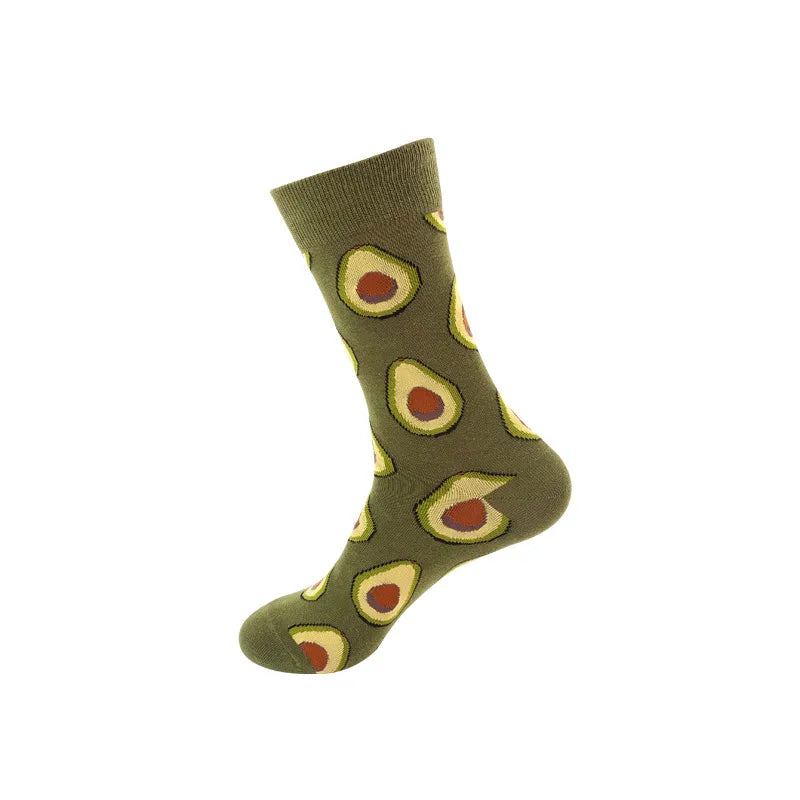 Men's Cute Modern Style Hamburger Avocado Apple Cotton Jacquard Ankle Socks A Pair