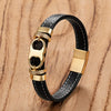 Punk Simple Style Classic Style Geometric Leather rope Metal Inlay Rhinestones Men's Bracelets Men Cord & Leather Bracelets
