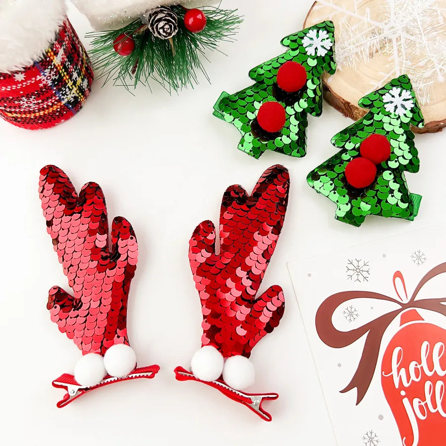 Christmas Antlers Hairpin Internet Celebrity Mori Christmas Tree Barrettes Girl Elk Side Clip Sequins Duckbilled Headdress