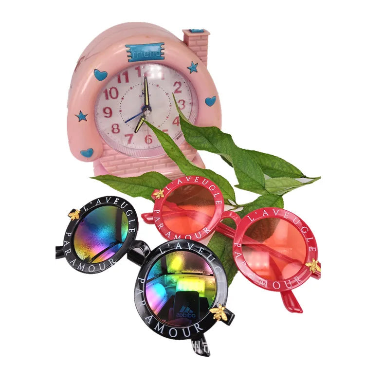 Factory in stock wholesale  new children's glasses round sunglasses small bee baby colorful sunglasses