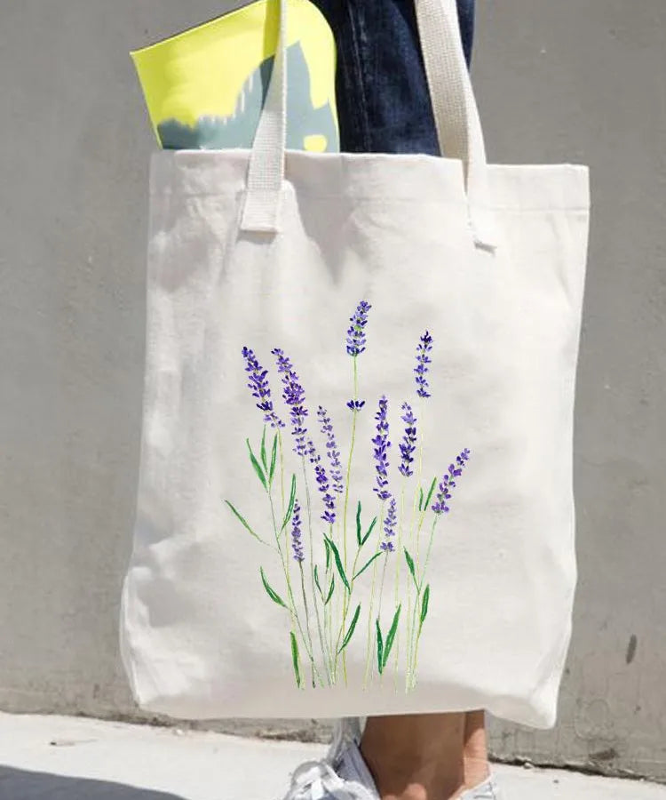 Women's printed shopping bag casual shopping handbag women's shoulder bag large capacity new artistic fresh Women's bag