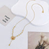Wholesale Jewelry Elegant Lady Romantic Round 304 Stainless Steel December Birthstone Turquoise 18K Gold Plated Plating cable chain Pendant Necklace