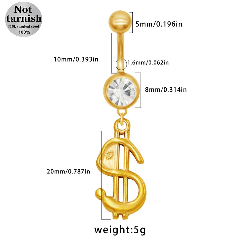 1 Piece Belly Rings Classic Style Roman Style Artistic Star Heart Shape Wings 316 Stainless Steel  Alloy Hollow Out Resin Rhinestones Glass White Gold Plated Gold Plated