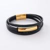 Hip-Hop Double Ring Leather Plating Men's Bracelets