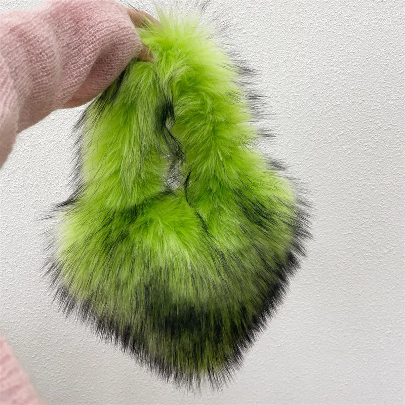 women's autumn&winter artificial wool solid color streetwear heart-shaped magnetic buckle handbag