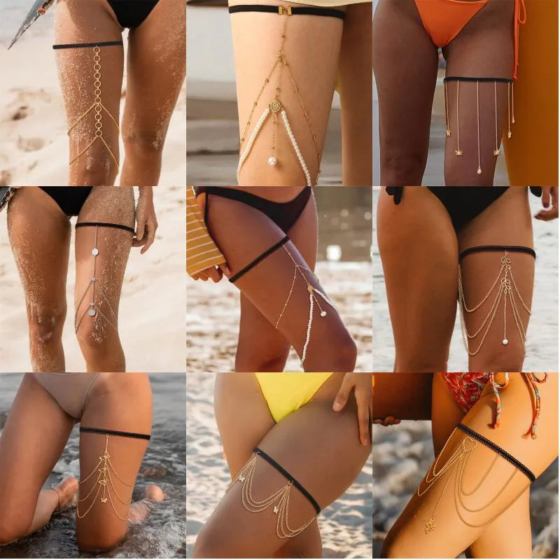 wholesale jewelry beach geometric metal brass artificial pearls rhinestones zircon 18k gold plated gold plated silver plated body chain
