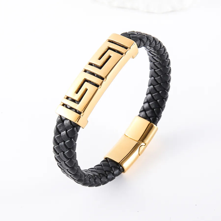 Basic Retro Vintage Style Round 304 Stainless Steel Men's Bangle