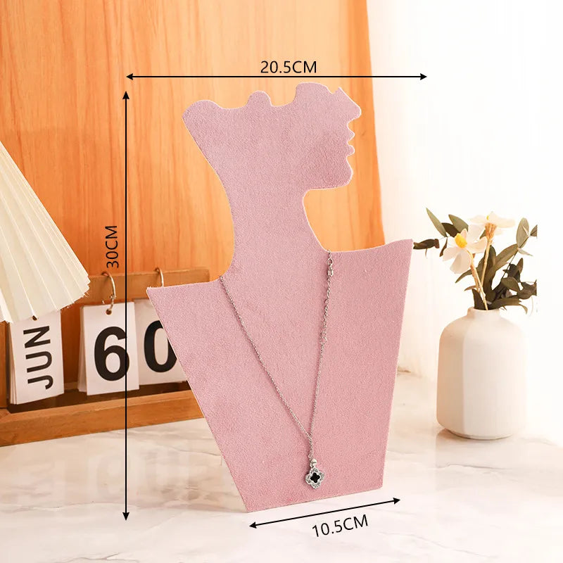 in Stock Pink Flannel Jewelry Stand Necklace Earring Ring Pendant Stand Jewelry Store Shooting Display Stand