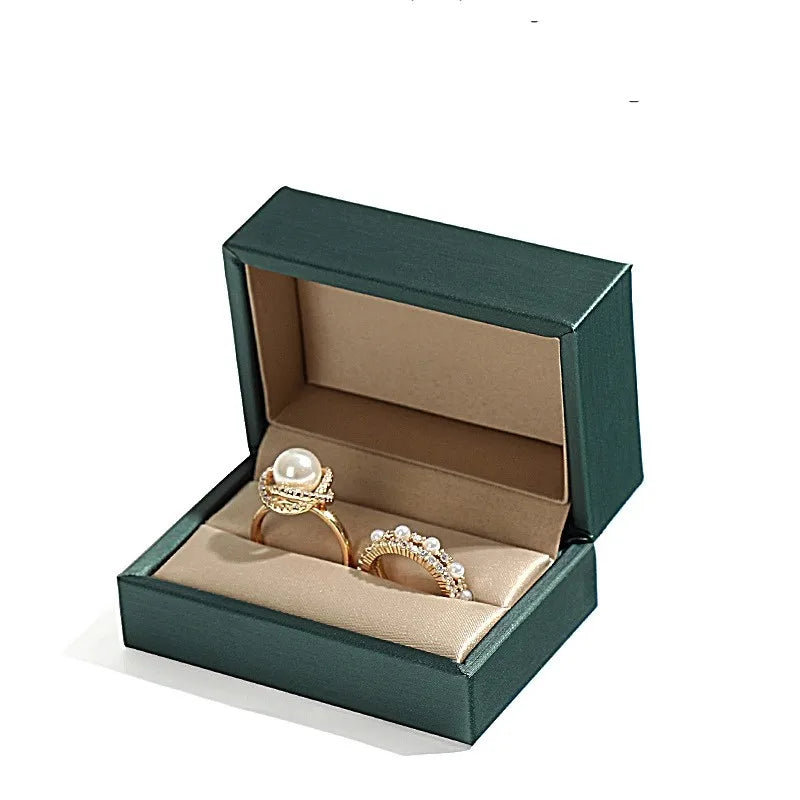 Dark Green Leather Jewelry Box Ring Stud Earrings Bracelet Box Necklace Display Jewelry Box Jewelry Storage Box Spot Wholesale