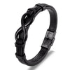 Vintage Style Infinity Pu Leather Titanium Steel Woven Chain Wrap Bracelets Wholesale