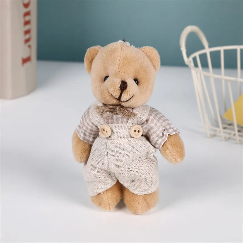 Cartoon linen bear pendant couple student bag bag ornaments linen bear car keychain plush doll toy