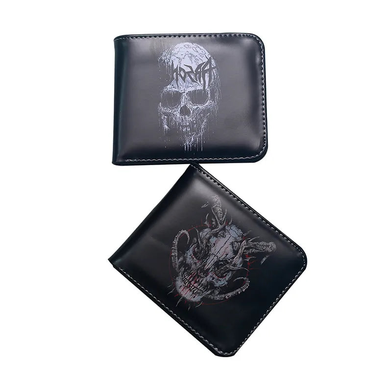 Men's Skull PVC Flip Cover Card Holder Small Wallets