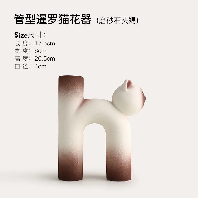 classic style cat ceramics vase