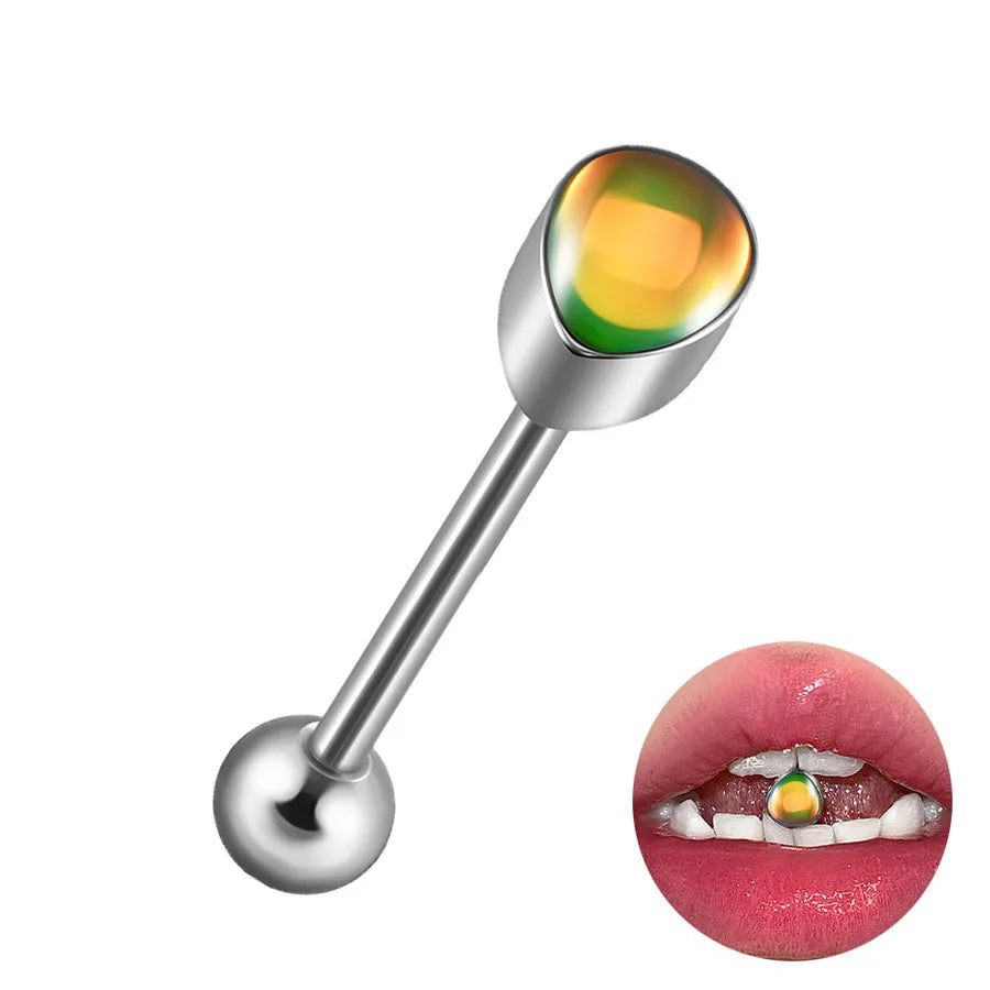 1 Piece Lip Rings Hip-Hop Cool Style Triangle Geometric Water Droplets 304 Stainless Steel Enamel Tongue Rings