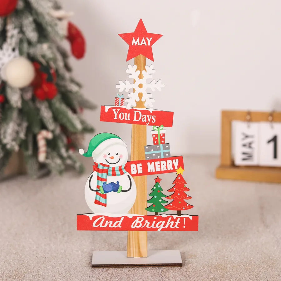 Minguan Christmas Decorations Wooden Desktop Ornaments Restaurant Bar Decorative Crafts Festive Country European Cartoon Style
