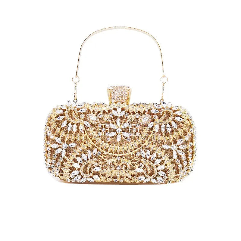 white red green pu leather solid color rhinestone square clutch evening bag