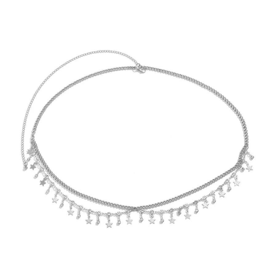 Casual Solid Color Zircon Iron Copper Wholesale Waist Chain