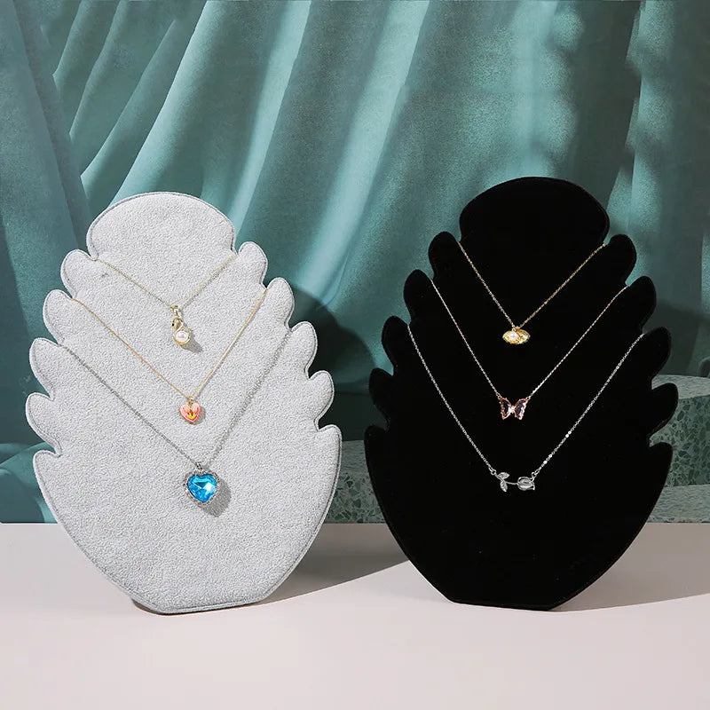 Flame Board Pendant Necklace Display Stand Earring Jewelry Counter Velvet Cloth Jewelry Shooting Props Artistic Style Leaf Pattern