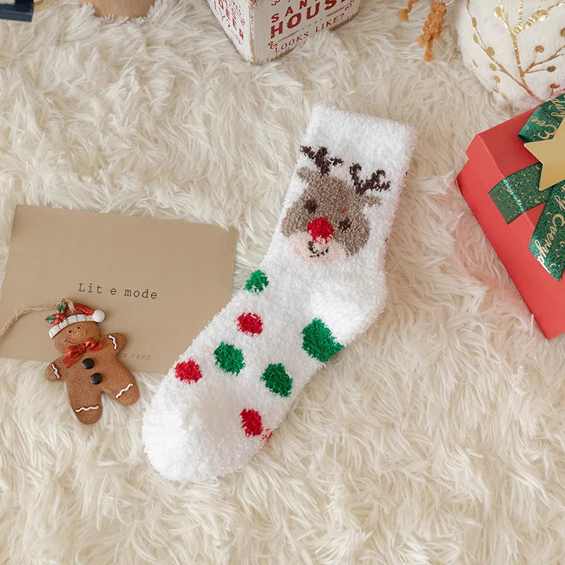 Christmas Christmas Women's Cartoon Polyester Jacquard Crew Socks A Pair