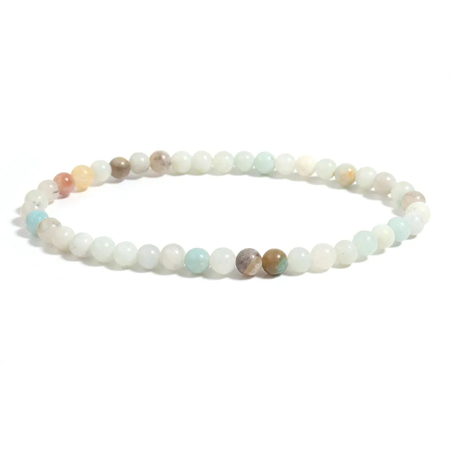 Amazon's New Natural Stone Bracelet 8mm Glossy Amazonite Beaded Elastic Bracelet Jewelry Factory Wholesale