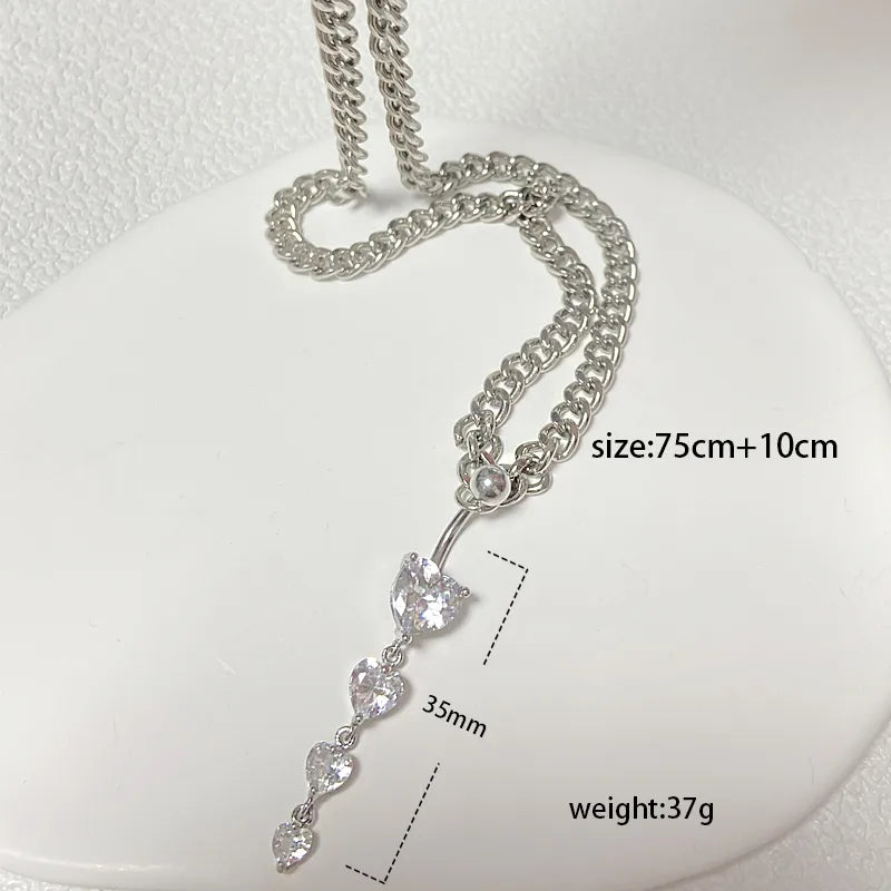 IG Style Simple Style Heart Shape Butterfly 316 Stainless Steel  Alloy Copper Plating Butterfly Inlay Rhinestones Zircon White Gold Plated Gold Plated Women's Waist Chain