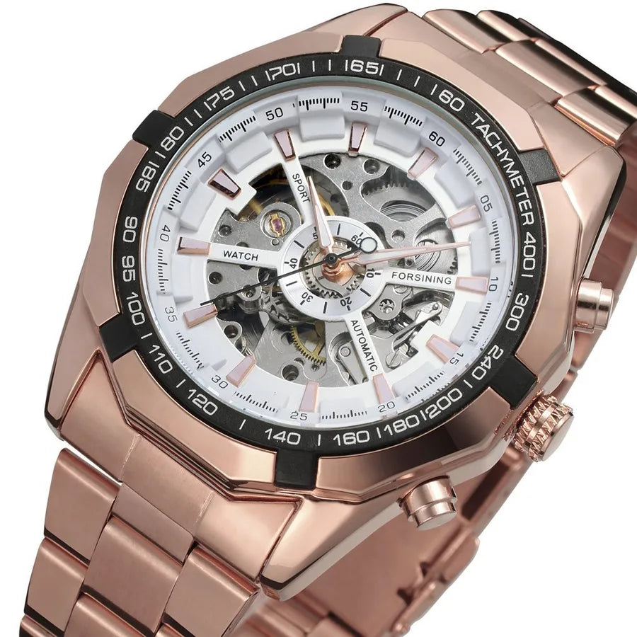 A generation of Forsining Full hollow men's automatic mechanical watch men's watch steel band watch wholesale watch