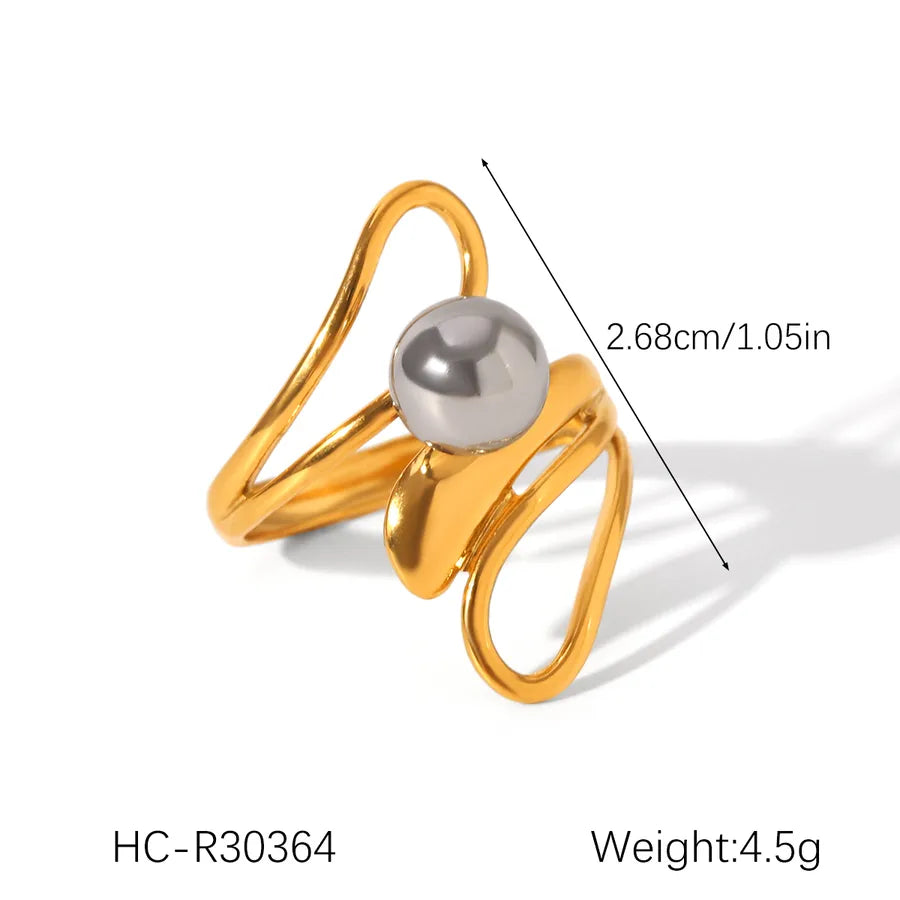 Wholesale Jewelry Casual Hip-Hop Classic Style Lines 304 Stainless Steel 18K Gold Plated Rings
