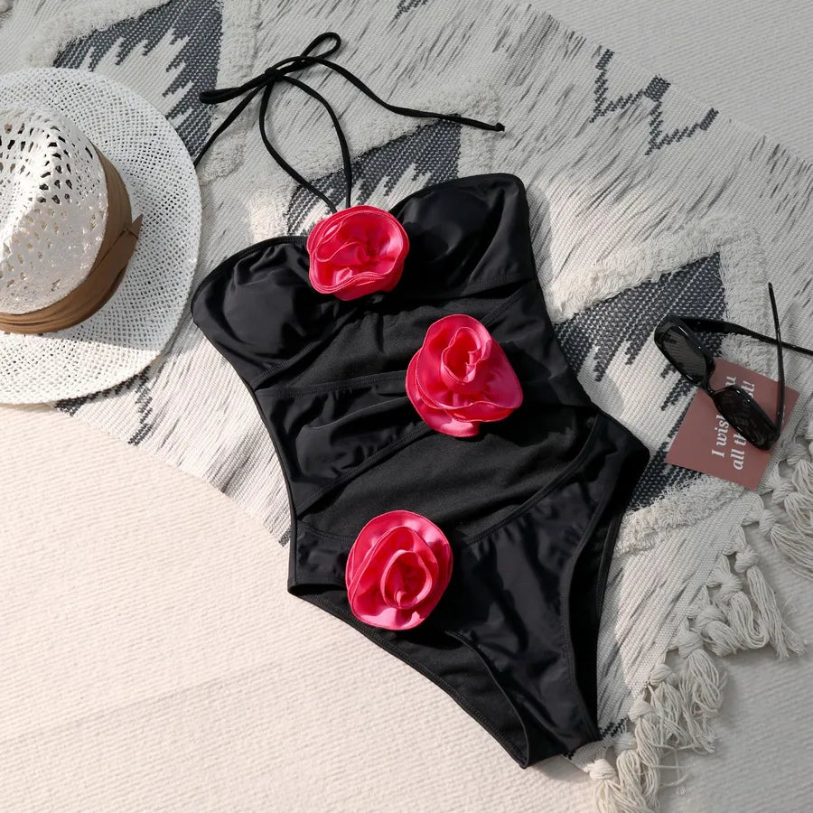 women's lady beach solid color 1 piece one piece swimwear