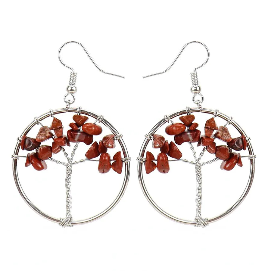 fashion tree natural stone copper beaded plating drop earrings 1 pair