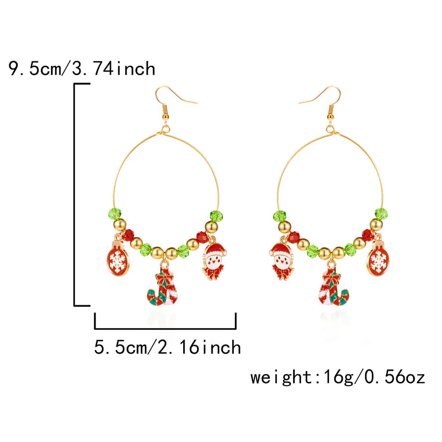 Christmas Themed Crystal Drop Earrings Alloy Scented Santa Socks Round Pendant Hooks For Women Christmas Jewelry Ear Jewelry