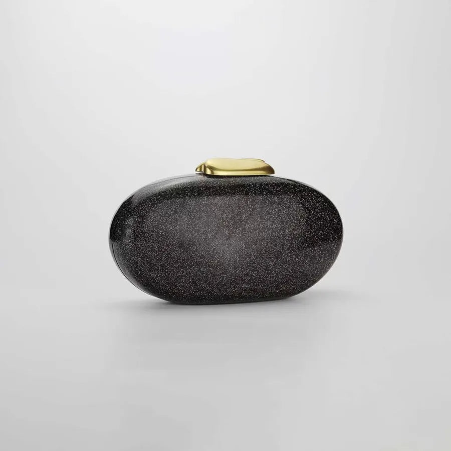 Pearl Color with Snake Chain Champagne White Arylic Solid Color Oval Evening Bags