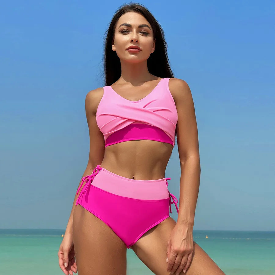 women's multicolor 2 pieces set bikinis swimwear