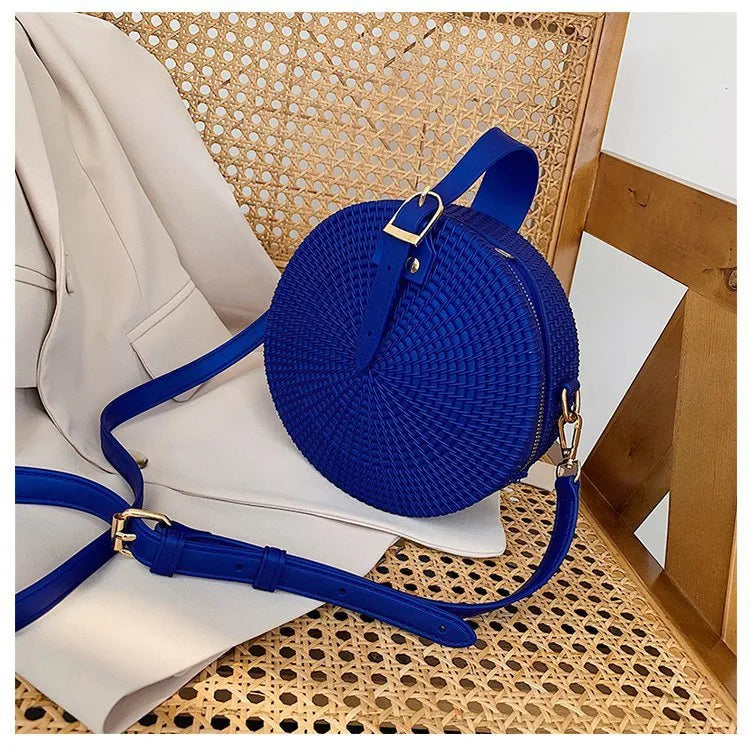 women's small pvc solid color streetwear zipper circle bag