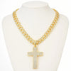 Hip-Hop Punk Cross Rhinestones Zinc alloy Cuban Link Chain Curb Chain Pendant Necklaces Wholesale