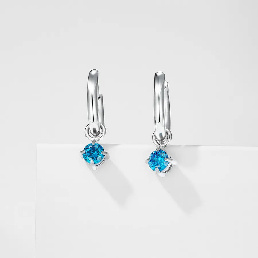 Sweet Classic Style Shiny Round Inlay 304 Stainless Steel Zircon Earrings