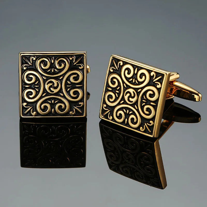 business geometric copper plating men's cufflinks