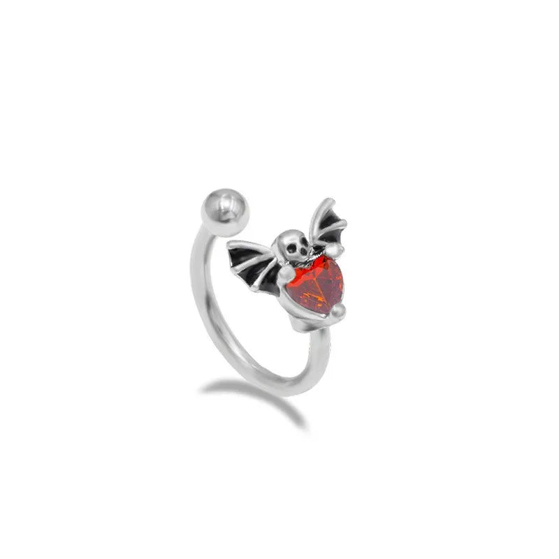 1 Piece Lip Rings Hip-Hop Animal Heart Shape Wings 316L Stainless Steel  Copper Epoxy Plating Inlay Rhinestones Zircon White Gold Plated Lip Rings Ear Cartilage Rings & Studs Nose Rings & Studs