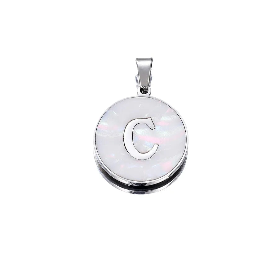 1 Piece 22mm Hole 4~4.9mm 304 Stainless Steel Fritillary Letter Pendant Jewelry Accessories