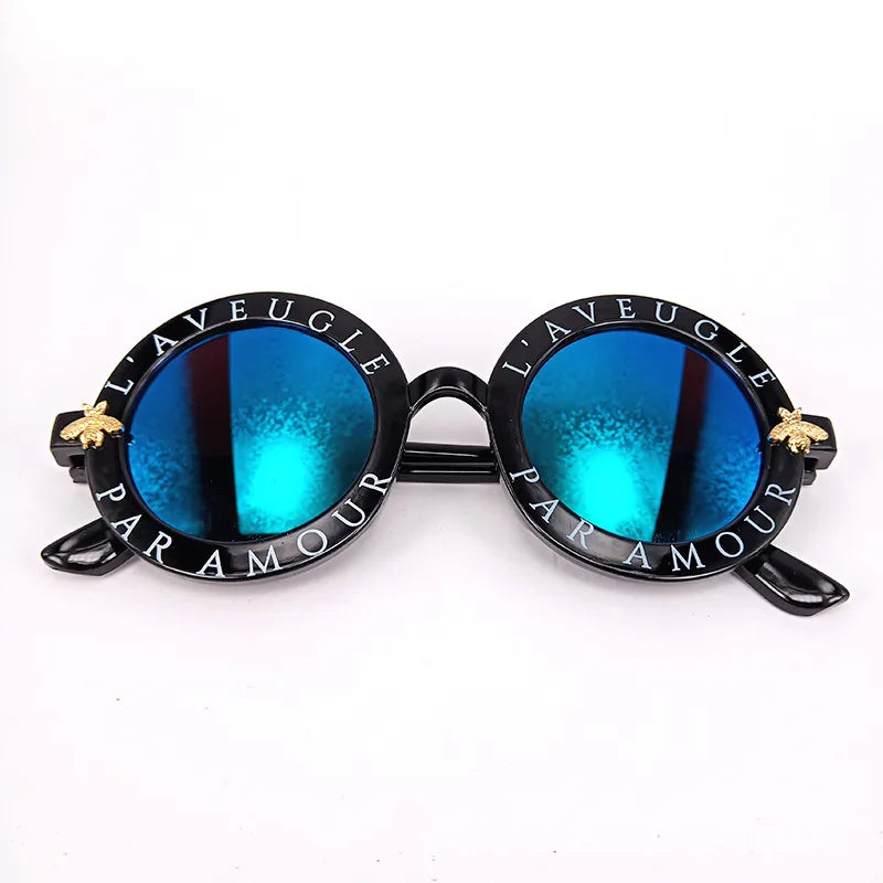 Factory in stock wholesale  new children's glasses round sunglasses small bee baby colorful sunglasses