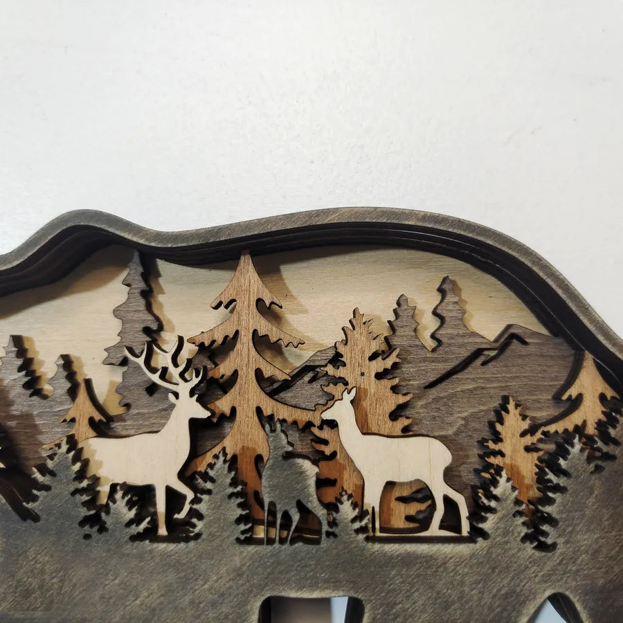 Christmas Theme Wooden Craft Creative North American Forest Animal Home Decoration Deer Brown Bear Figurine Wedding Birthday