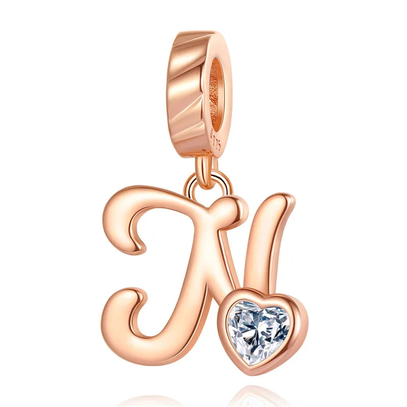 Ornament Letter Pendant S925 White Copper Rose Gold Necklace Pendant Diy Bracelet Charm Cross-Border Hot Sale Accessories