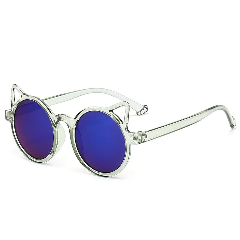 Children's Sunglasses Color Simple Cat Ear UV Protection Sunglasses Boys and Girls Eye Protection Cartoon Glasses Sunglasses