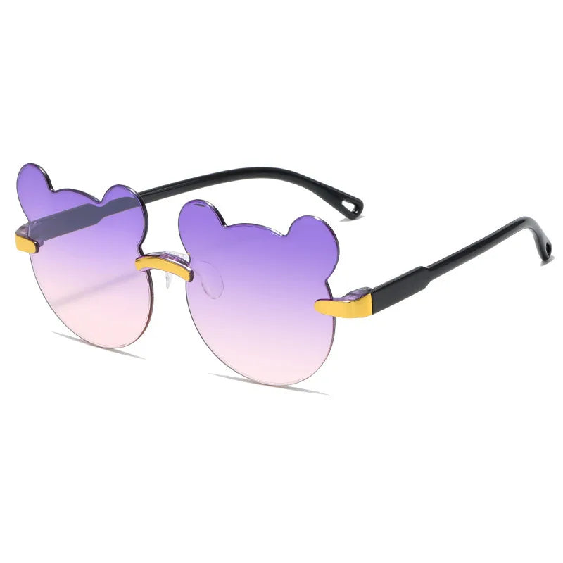 Cartoon Style Cute Sweet Bear PC UV400 Protection Special-Shaped Mirror Frameless Kids Sunglasses