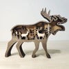 Christmas Theme Wooden Craft Creative North American Forest Animal Home Decoration Deer Brown Bear Figurine Wedding Birthday