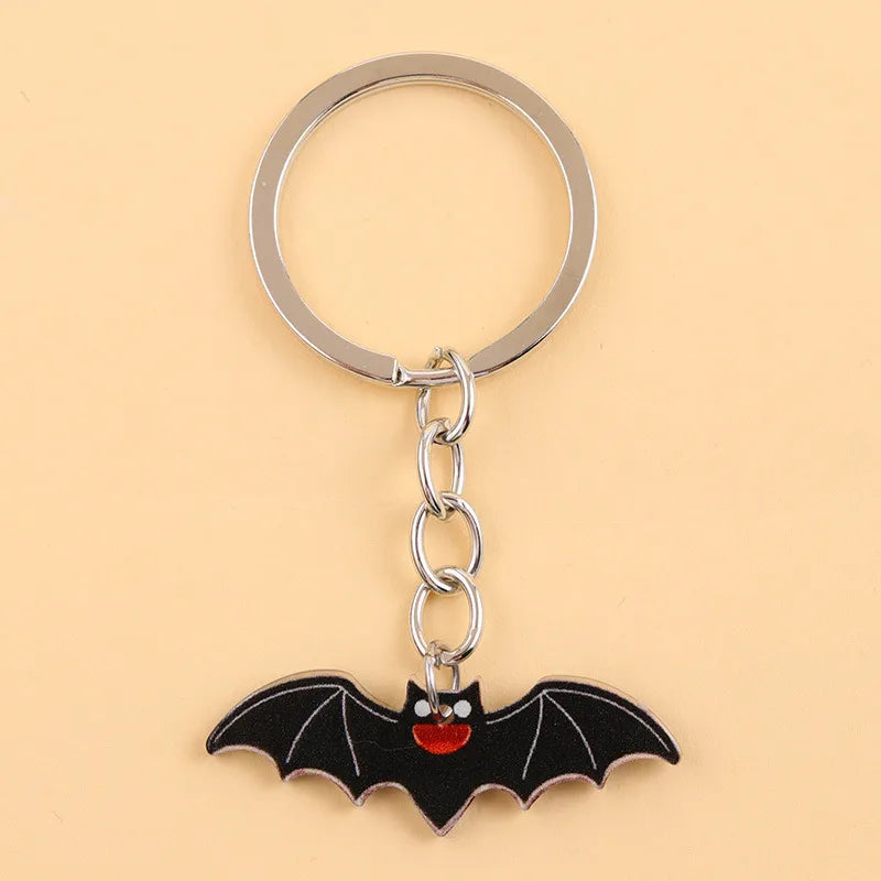 Cartoon Acrylic Keychain Color Block Spider Bat Design Cute Style Personality Hanging Ornament Accessories Halloween Series