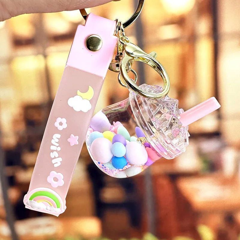 cartoon style cute cup arylic women's bag pendant keychain