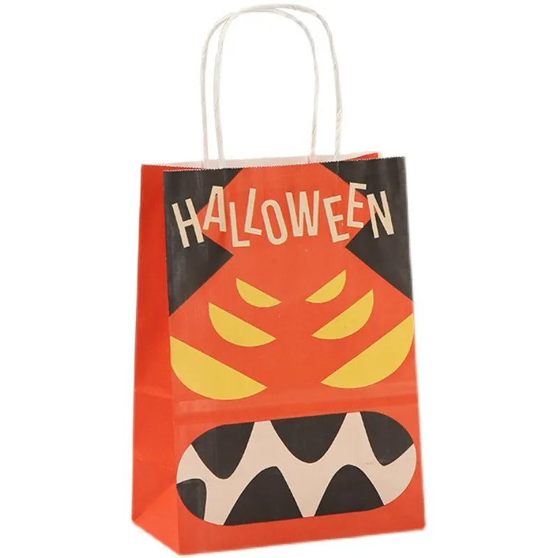 Halloween Party Handheld Kraft Paper Bag Ghost Pumpkin Bag Children's Candy Gift Packaging Cartoon Kraft Paper Bag