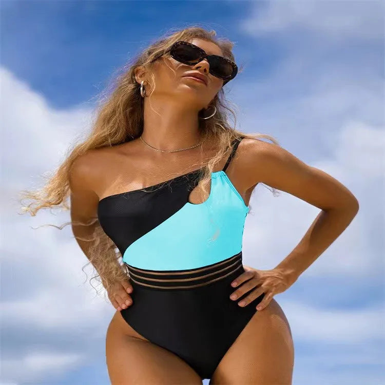 Women's Sexy Color Block Solid Color Leopard 1 Piece One Piece Swimwear