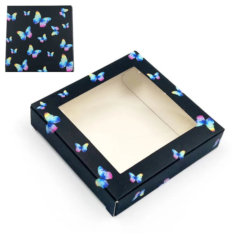 new square butterfly window false eyelash card paper box