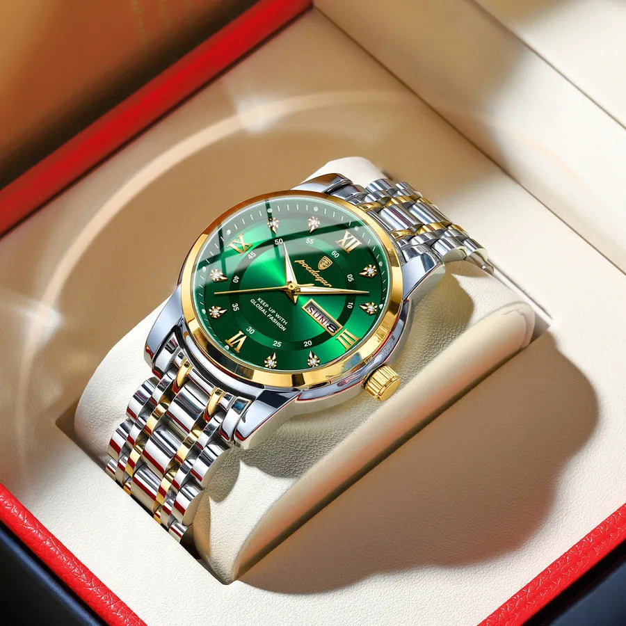 brand waterproof new men's watch double calendar luminous quartz watch live broadcast